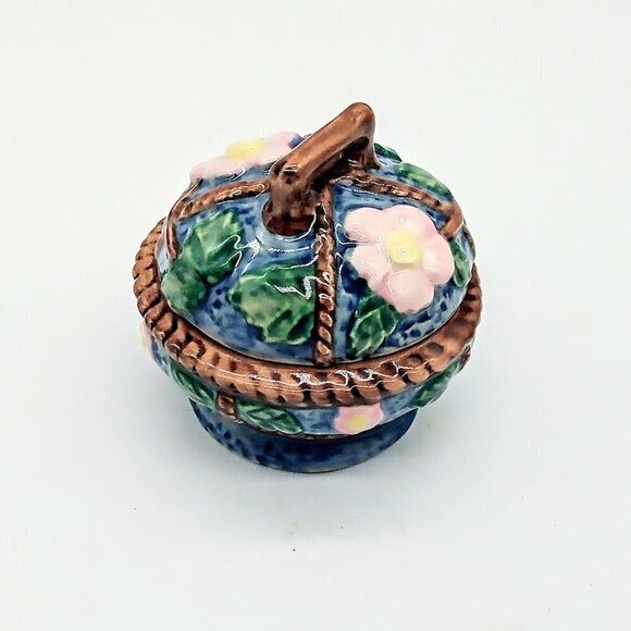 Multicolor Pink Floral Porcelain Trinket Box - Picture 2 of 5